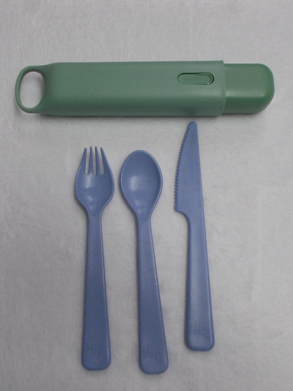 HIP eco-friendly fork/spoon/knife cutlery set w/green carrying case